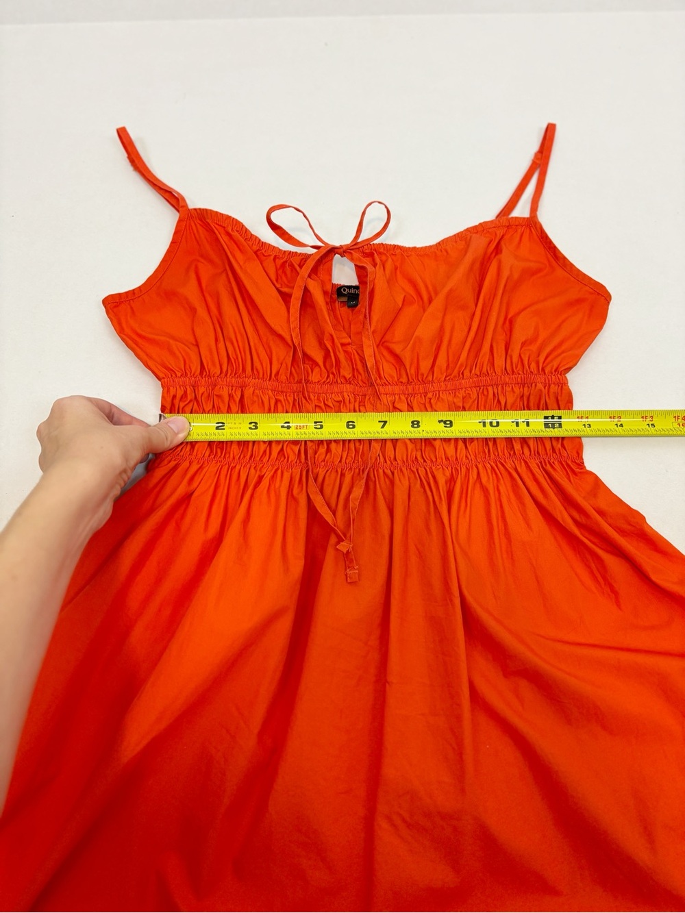 Quince 100% Organic Cotton Keyhole Midi Dress Vermilion Red Size M - Picture 13 of 14
